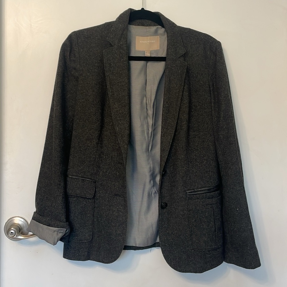 Banana Republic Dark Gray Wool Blazer Jacket Size 6